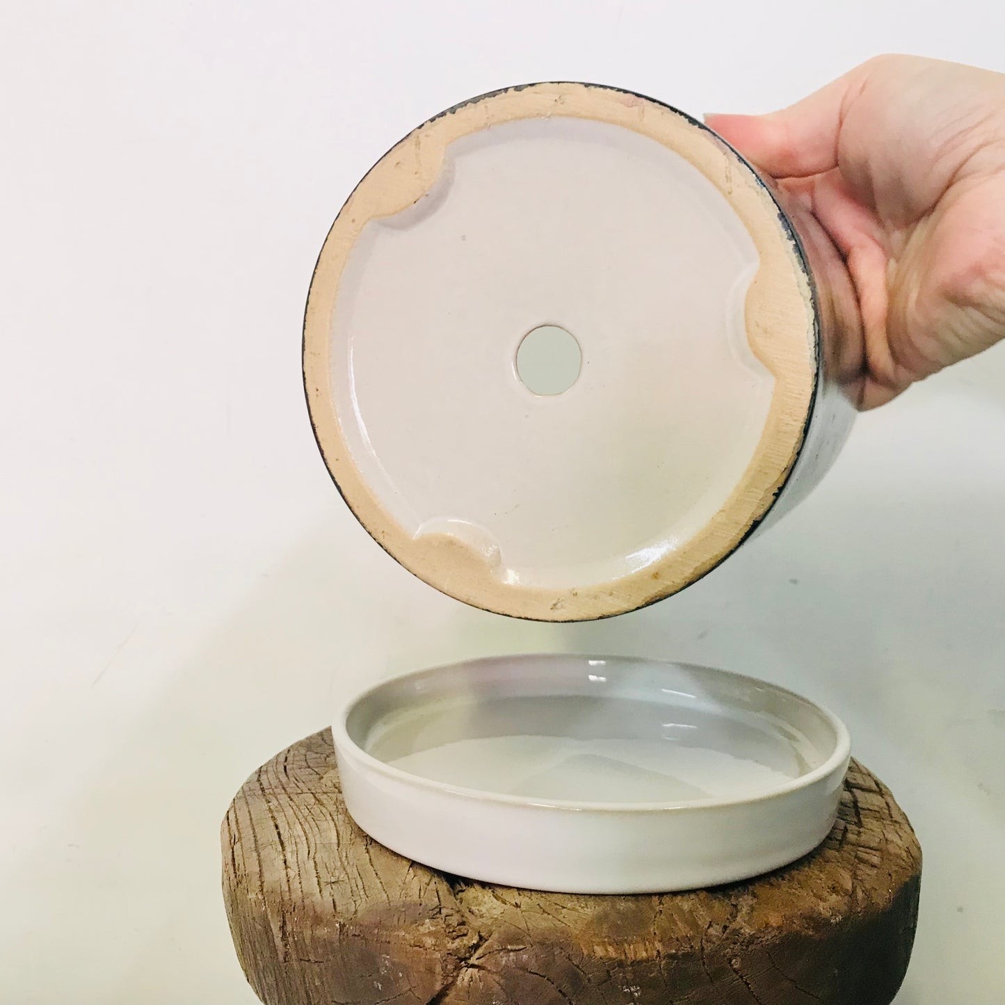 Alcohol Ink planter pot with tray - Deep Ocean