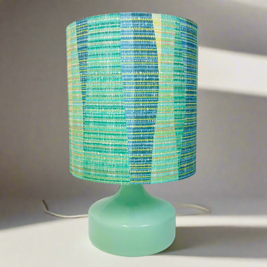 Custom Lamp Shade only - Mid Mod Lines Teal Aqua