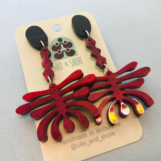 Art Deco Acrylic Earrings - Frond Studs