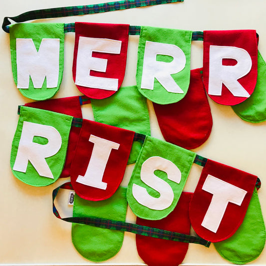 Reusable Eco Sustainable Merry Christmas Felt Bunting Flag Decoration