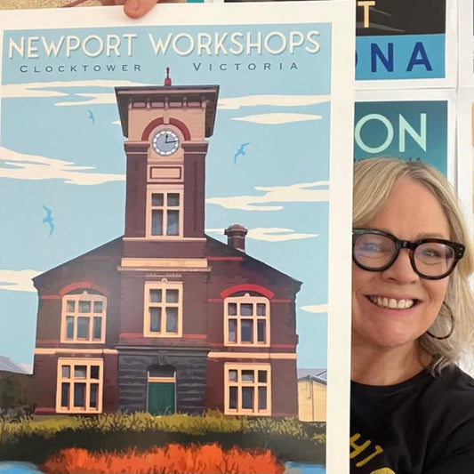 Vintage Poster - Newport Railway Workshop Clocktower