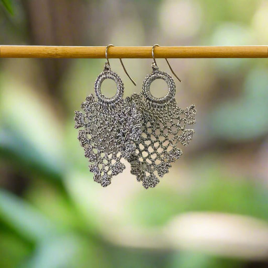 Handcrafted Crochet Earrings - Metallic Silver Range