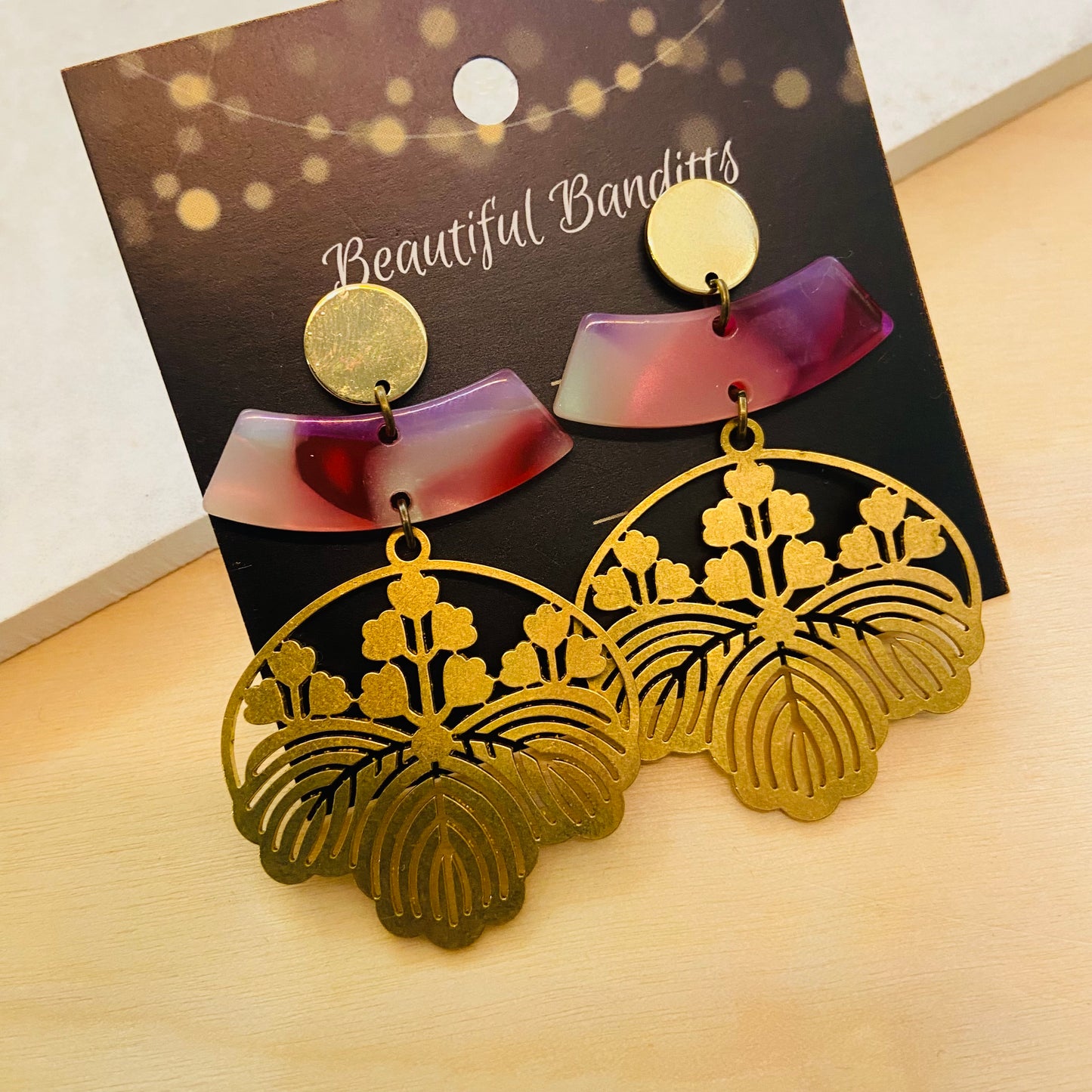 Mixed Metal and Resin Earrings - large