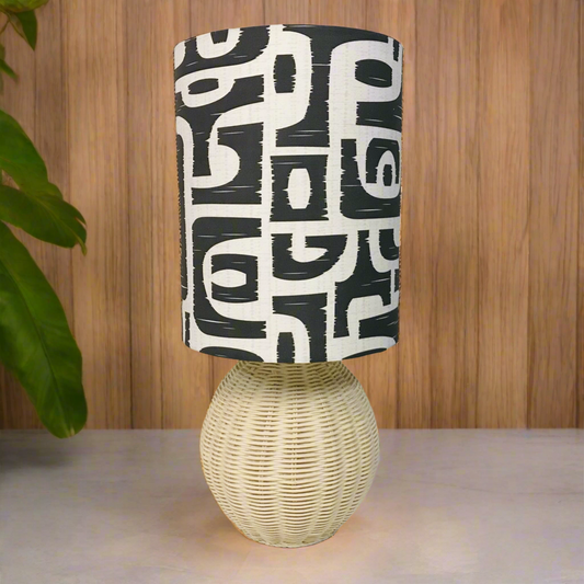 Custom Lamp Shade only - Tropical Dance Black & White