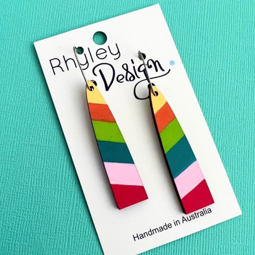 Rainbow Rod Hand Painted Detailed Earrings