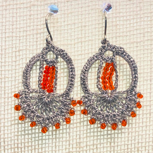Handcrafted Crochet Earrings - Persian Style with Bead Detail