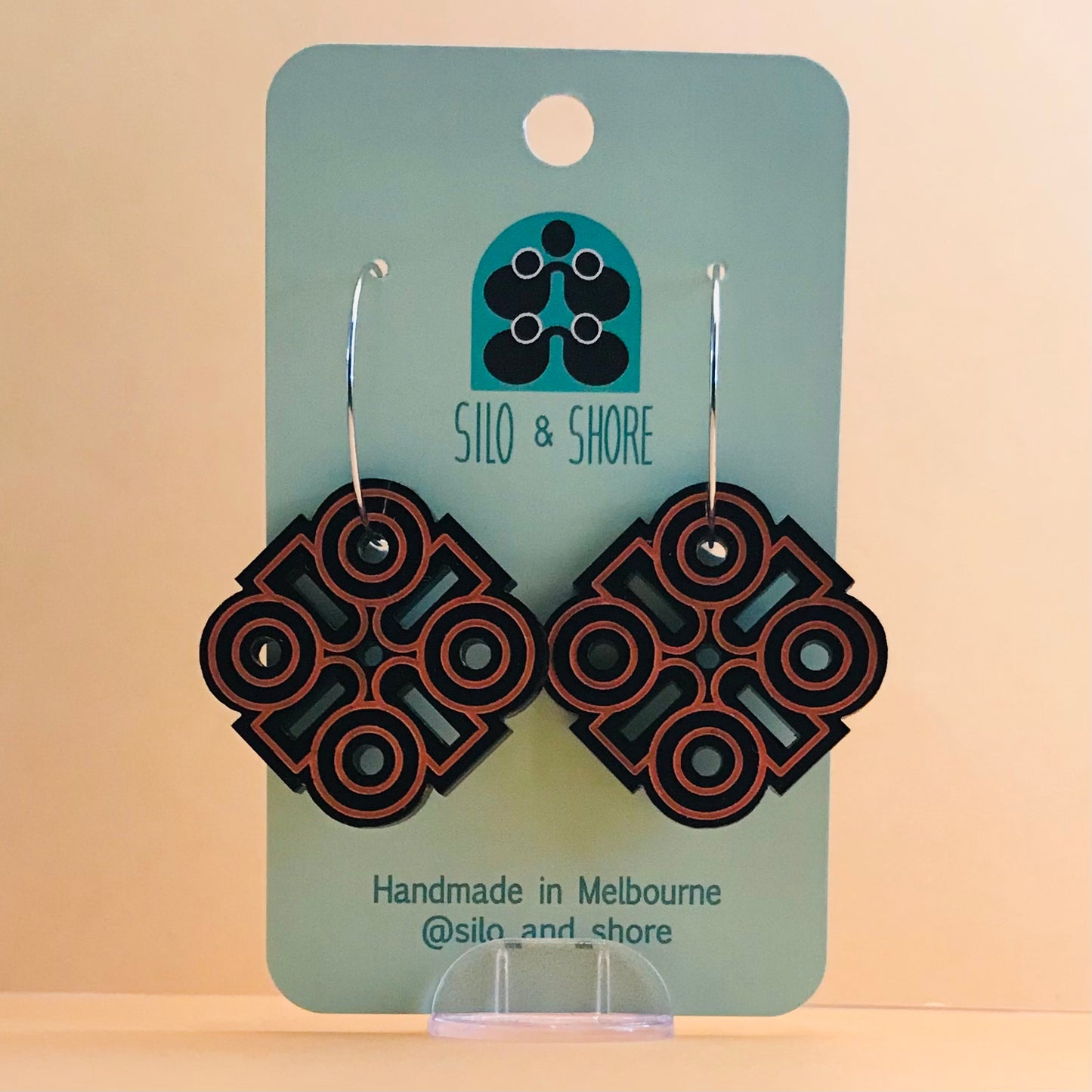 Art Deco Acrylic Earrings - Rounded Squares (small)