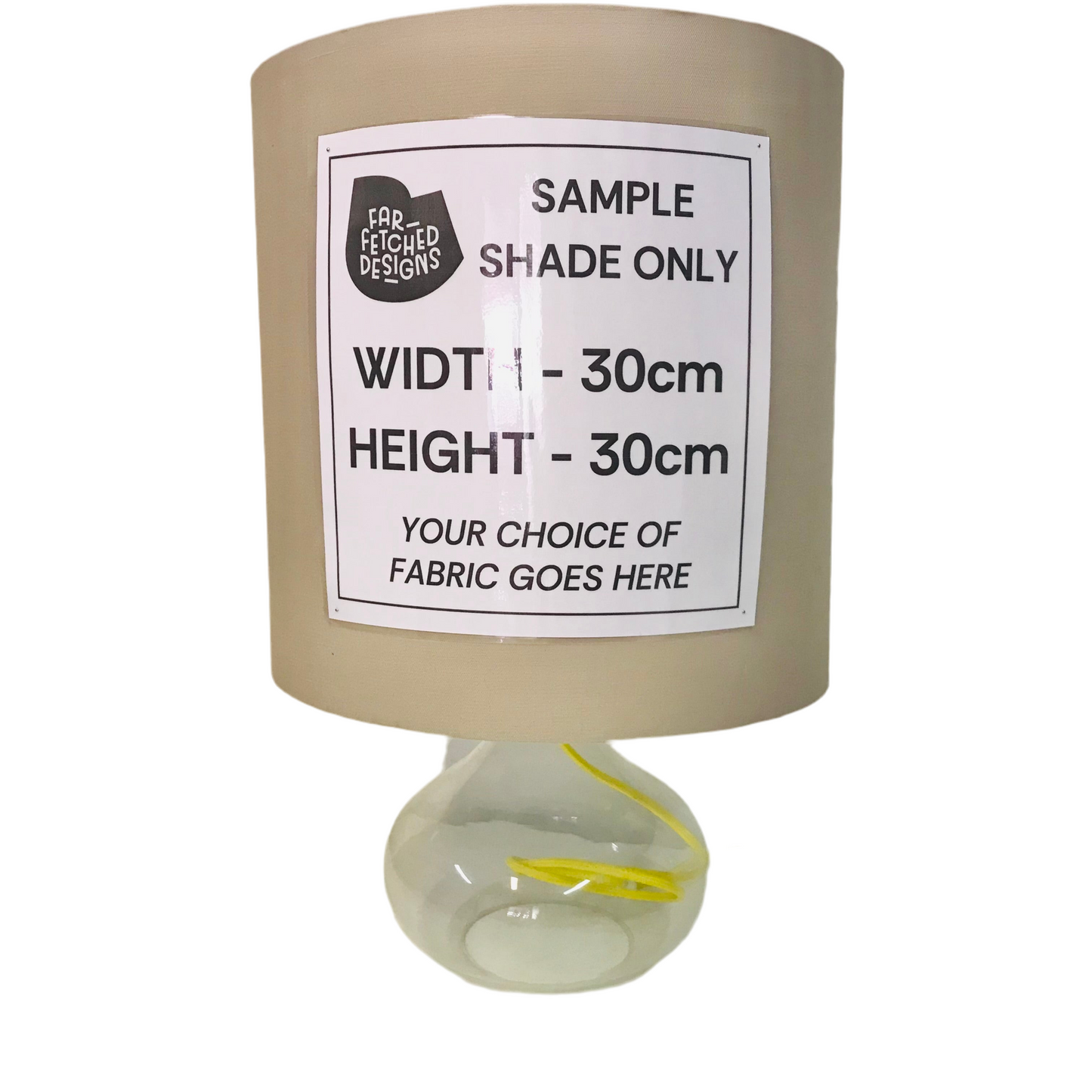 Lamp Base Only - Squat Glass Table Lamp with Yellow Cord