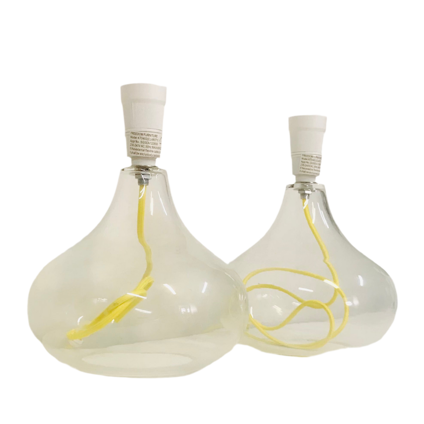 Lamp Base Only - Squat Glass Table Lamp with Yellow Cord