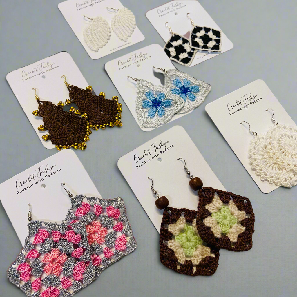 Handcrafted Crochet Earrings - Granny Square Range