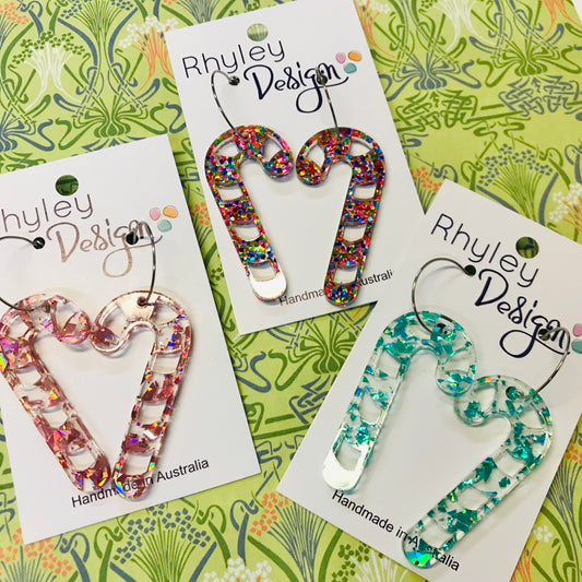 Christmas Candy Cane Statement Earrings