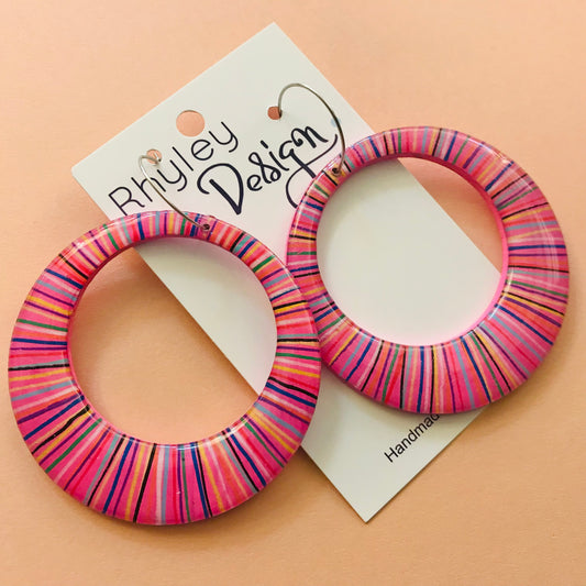 Handpainted Striped Hoops