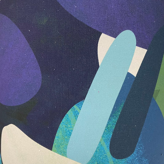 Cream Textued Rippled Table Lamp with Pablo in Blue Shade