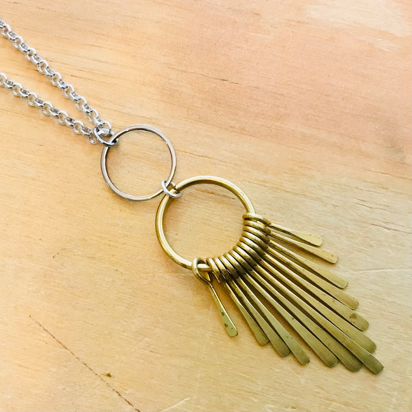Mixed Metal Necklace - Double Hoop Spike