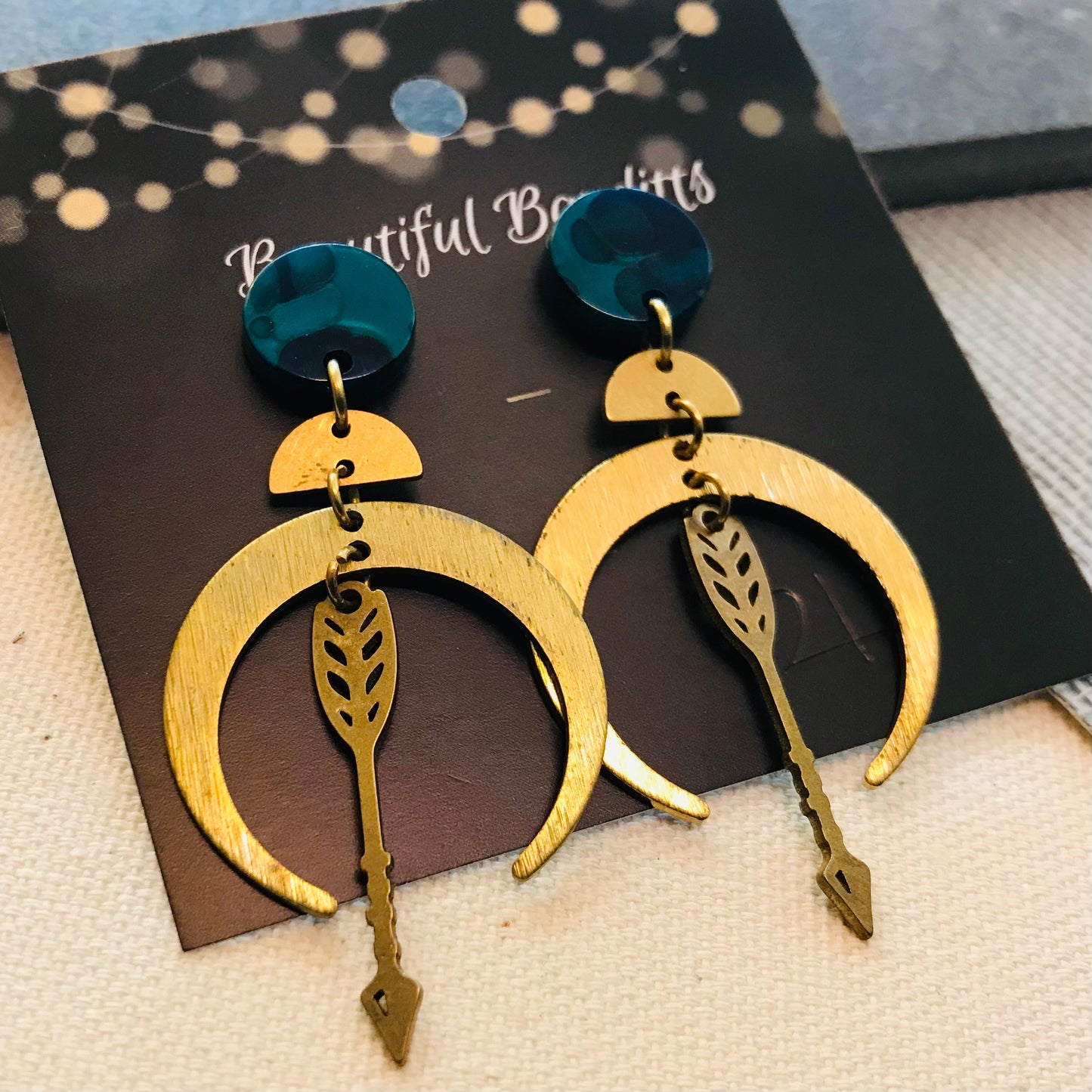 Mixed Metal and Resin Earrings - large