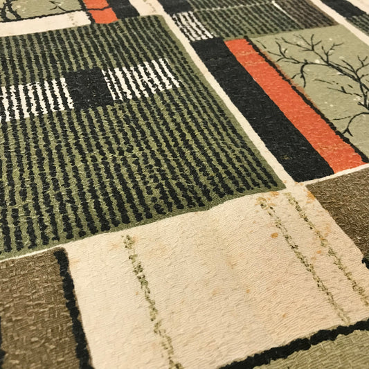 Custom Lamp Shade only - Barkcloth Vintage Tree Grid