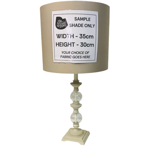Lamp Base Only - Glass Detail Cream Ridged Table Lamp