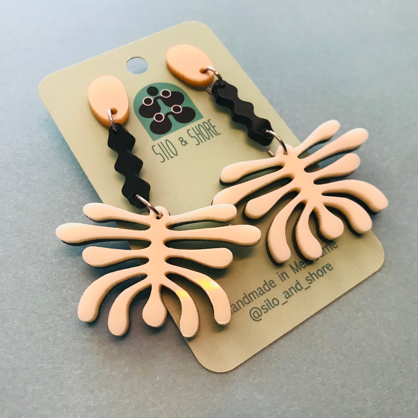 Art Deco Acrylic Earrings - Frond Studs