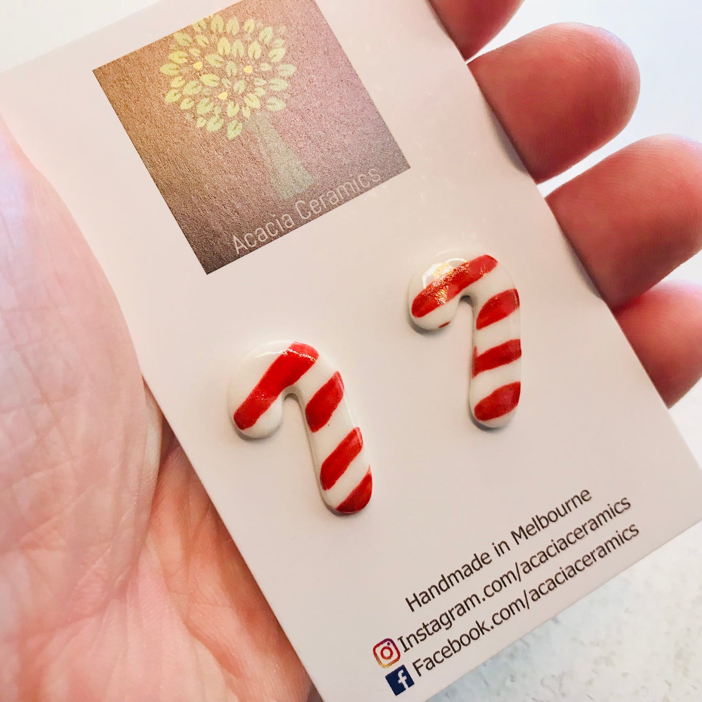 Hand Painted Christmas Stud Earrings
