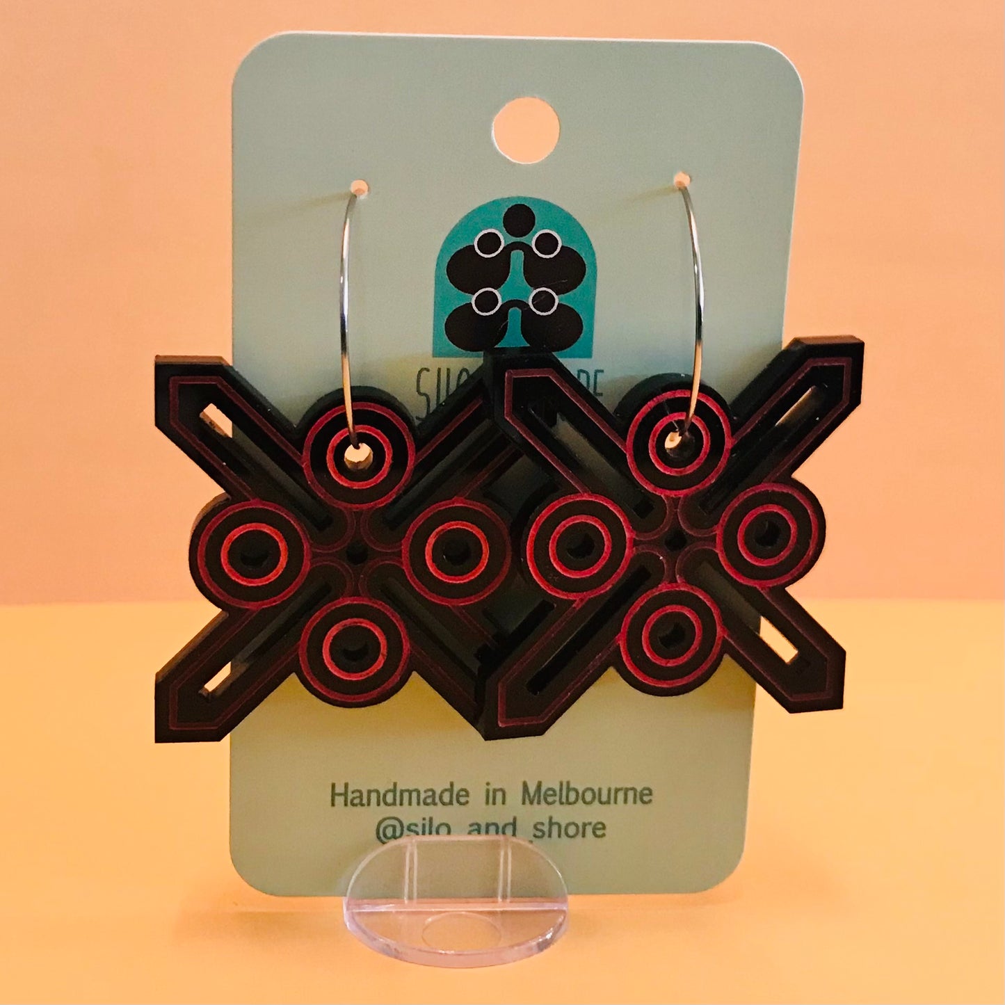 Art Deco Acrylic Earrings - Dot Cross