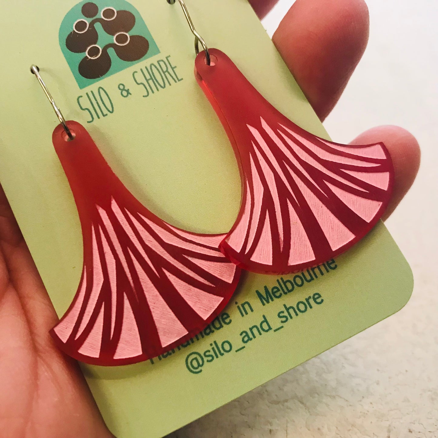 Art Deco Acrylic Earrings - Large Fan Hooks