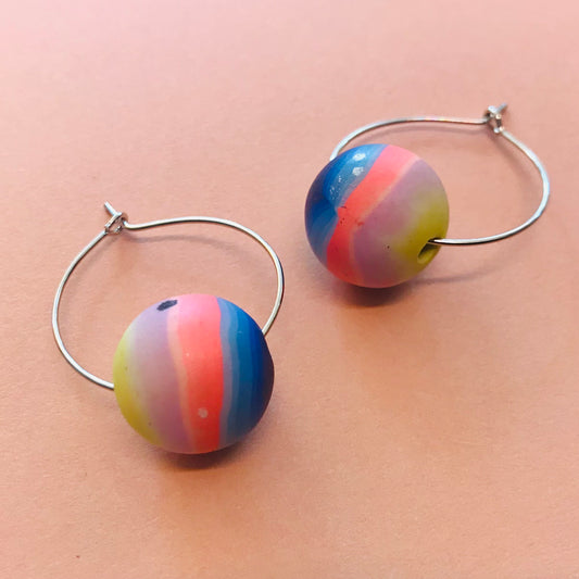 Bead Hoop Earrings - sunset