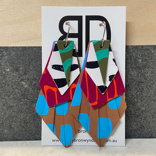 Hand painted leather earrings - The Aviary