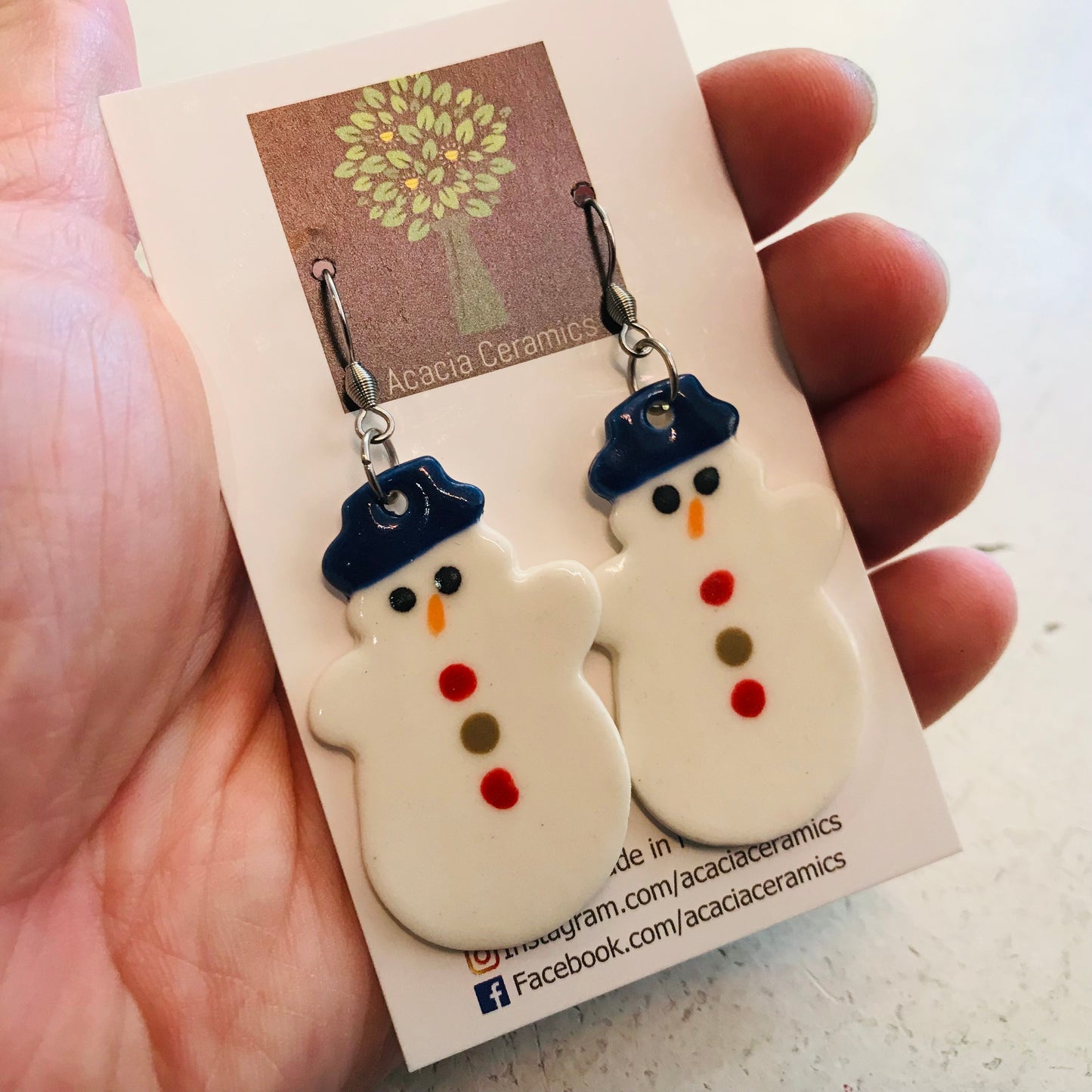 Hand Painted Christmas Hook Earrings