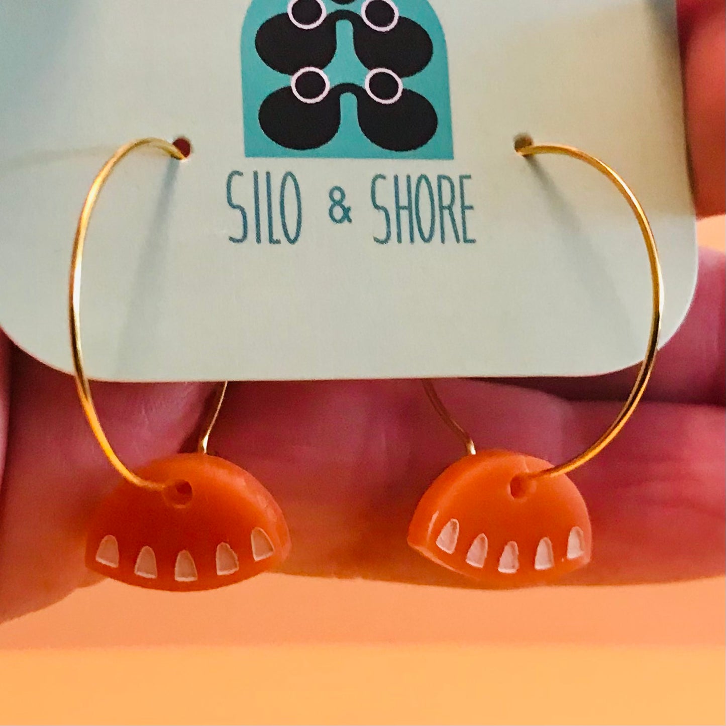 Art Deco Acrylic Earrings - Mini Hoop