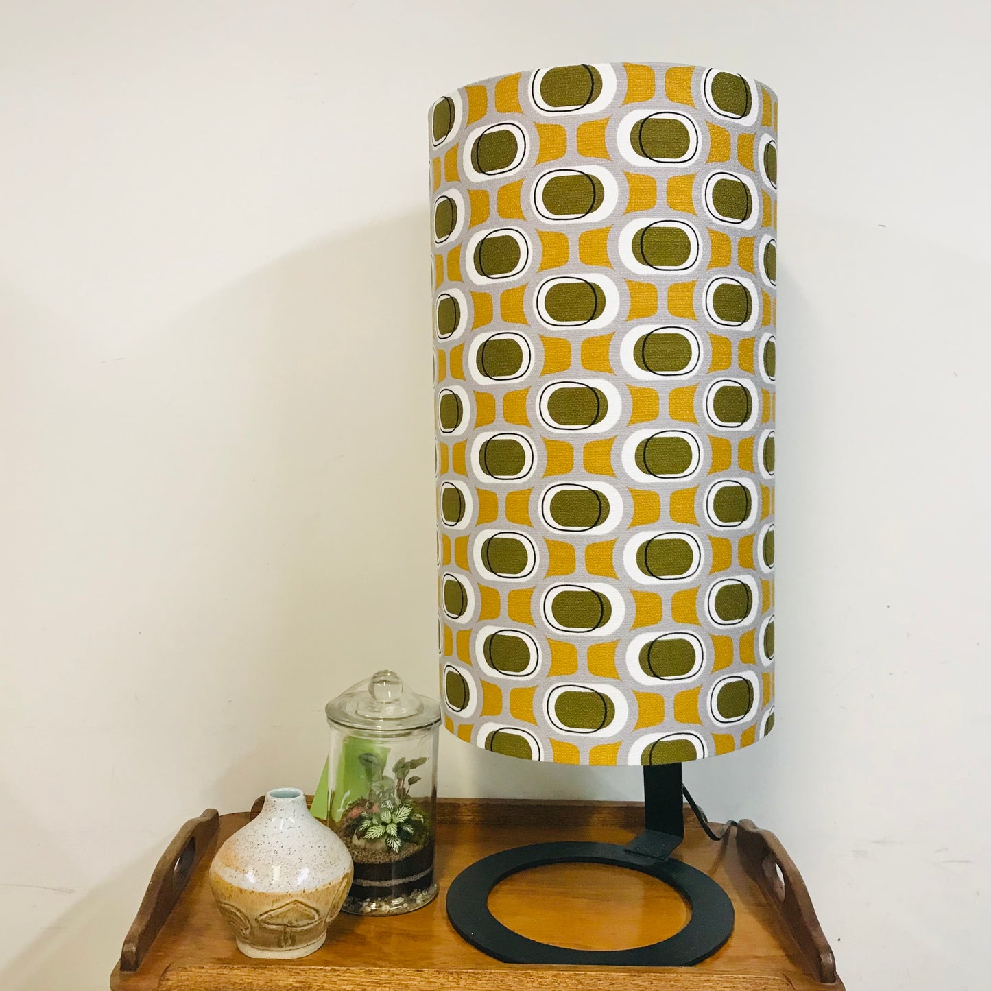 Custom Lamp Shade only - Barkcloth Orbs in Olive