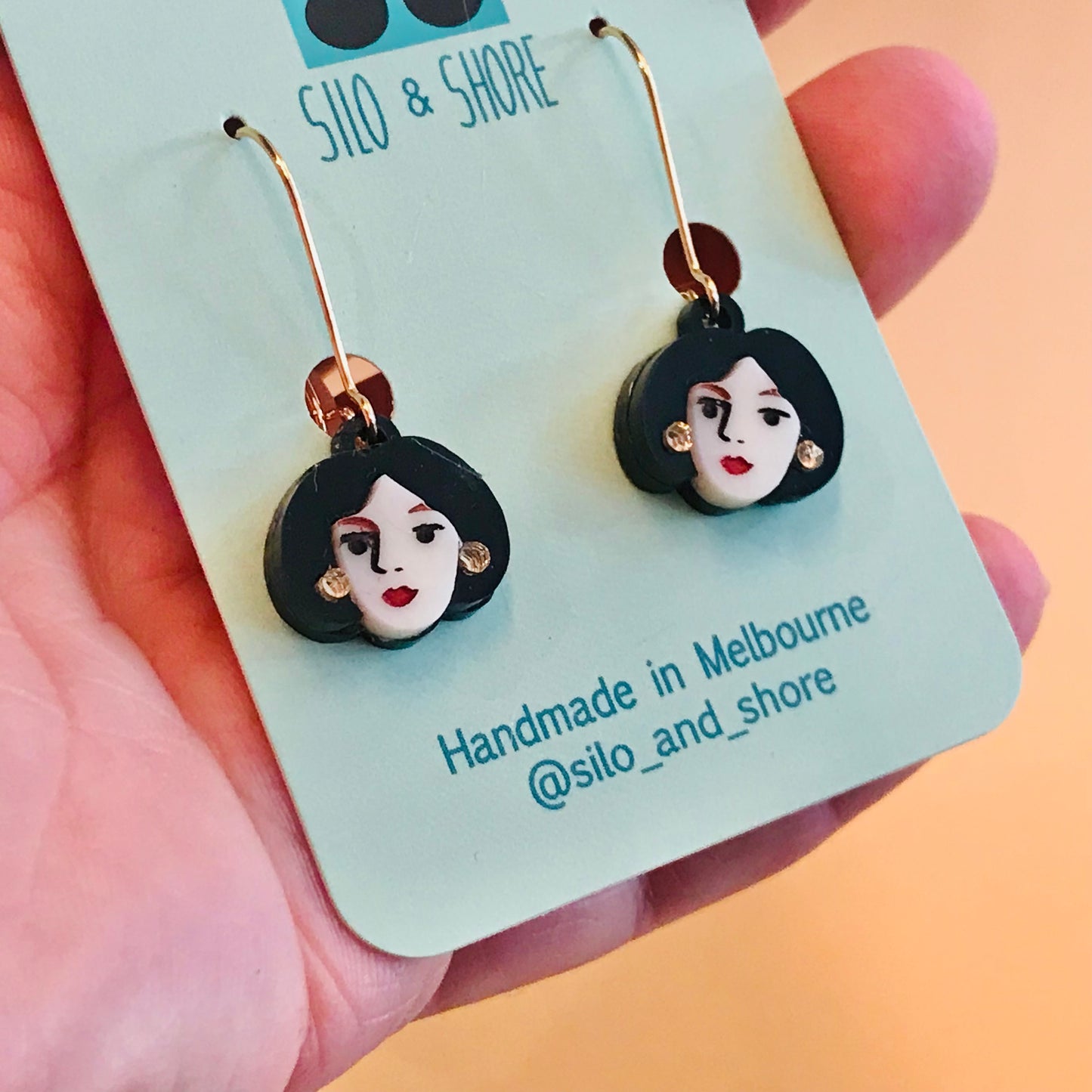 Art Deco Acrylic Earrings - Faces