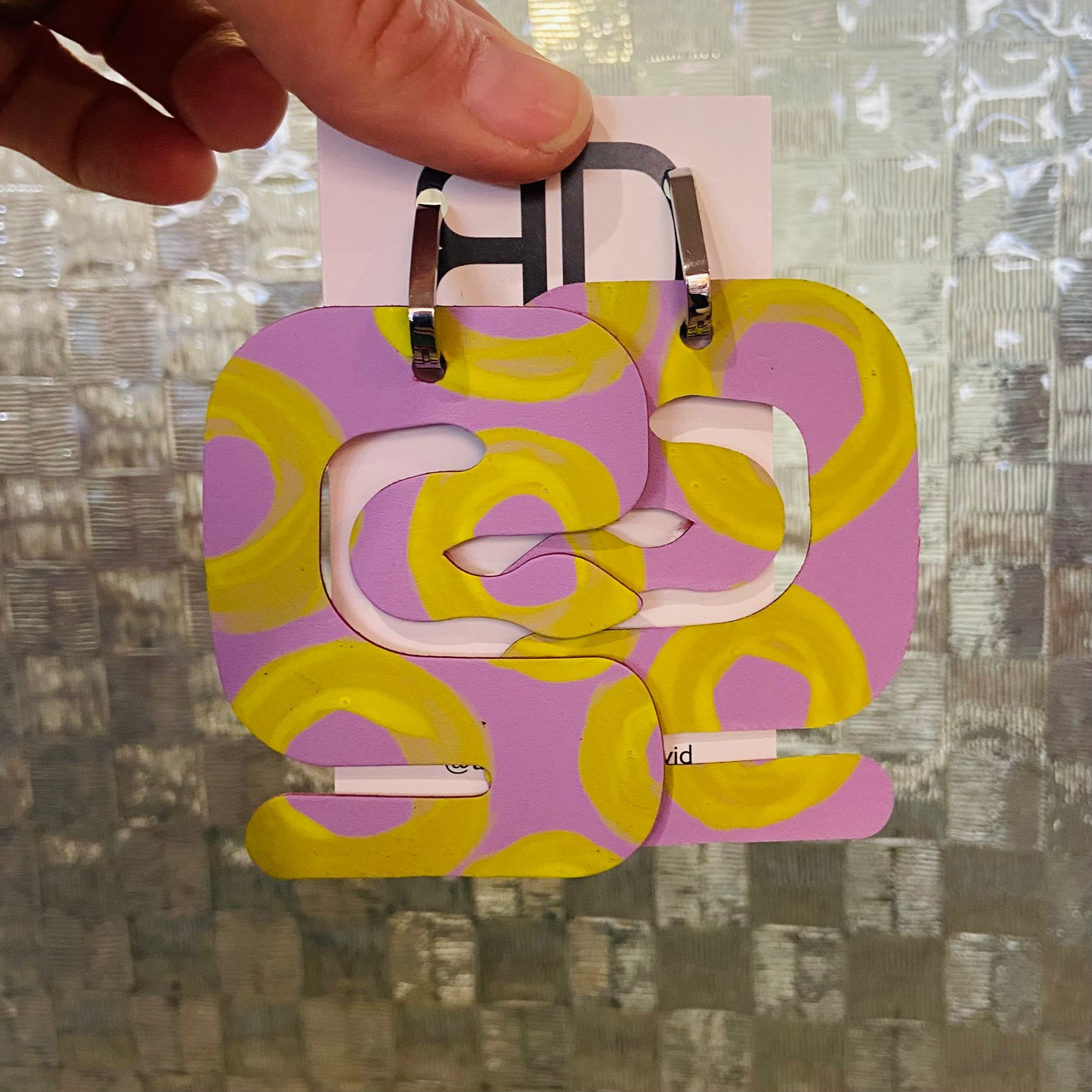 Hand painted leather bold statement earrings - Give me Strength