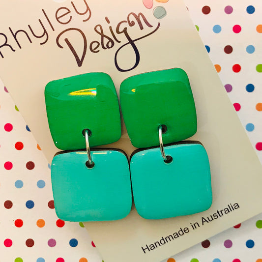 High Gloss Twin Cube Statement Earrings