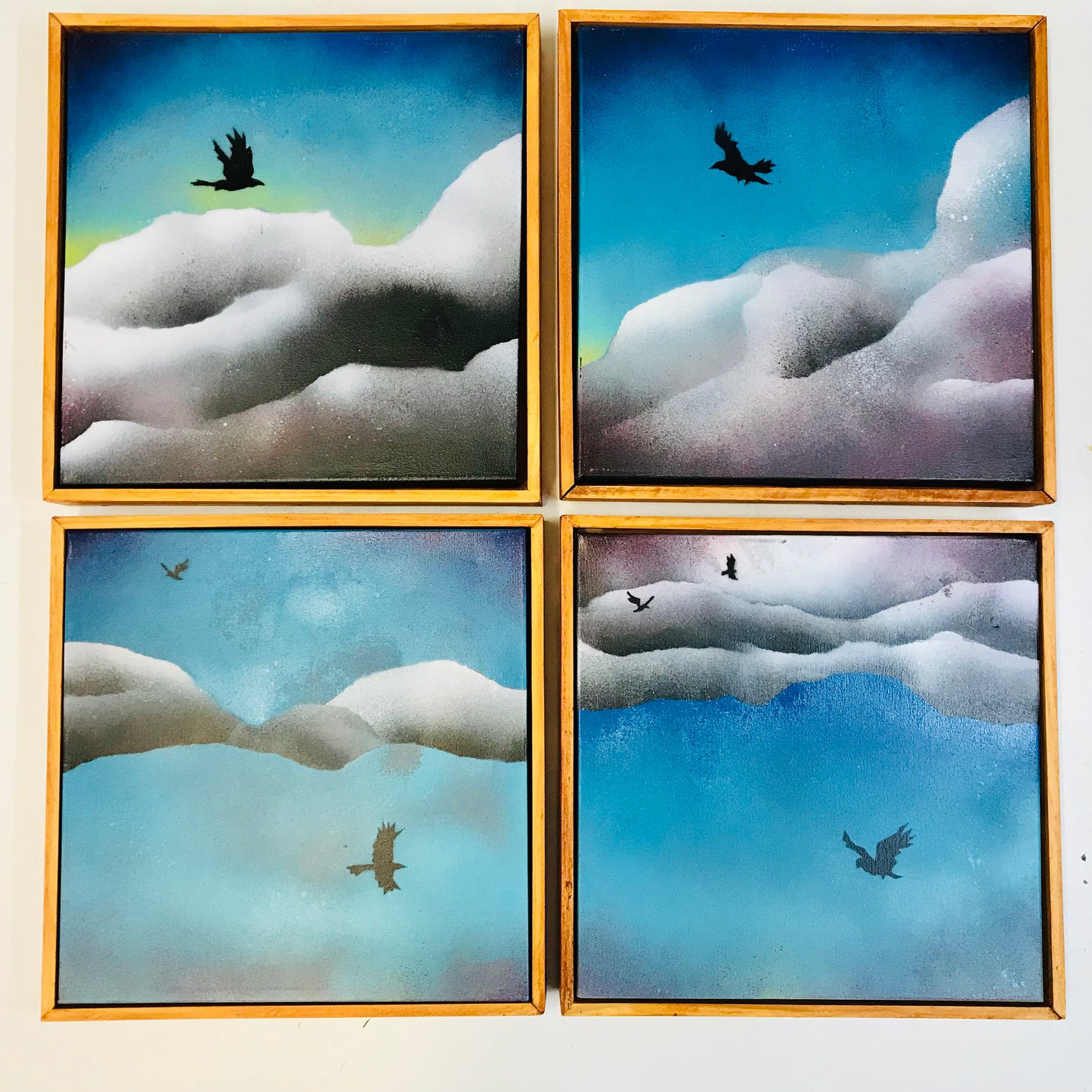 Spraypaint & Acrylic Original Artwork - Bird Sky