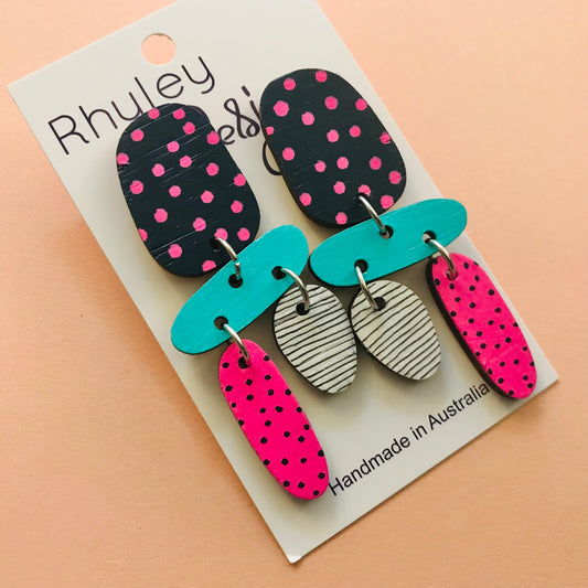 Handpainted Organic Shape Dangles