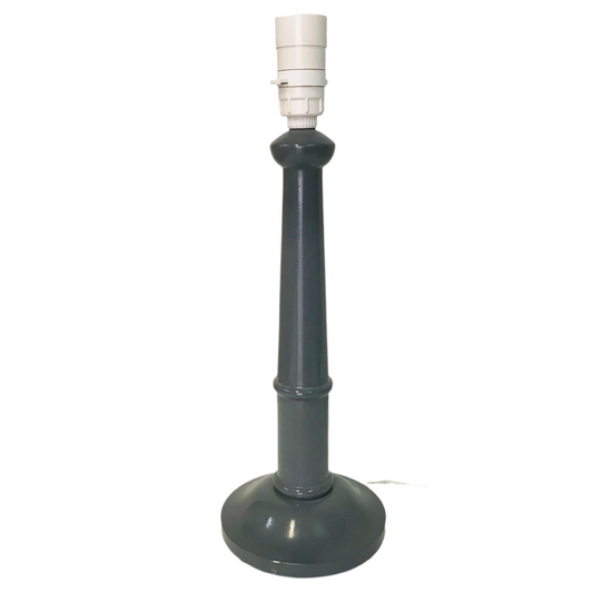 Lamp Base Only - Painted Gloss Turned Timber Table Lamp - Dark Grey