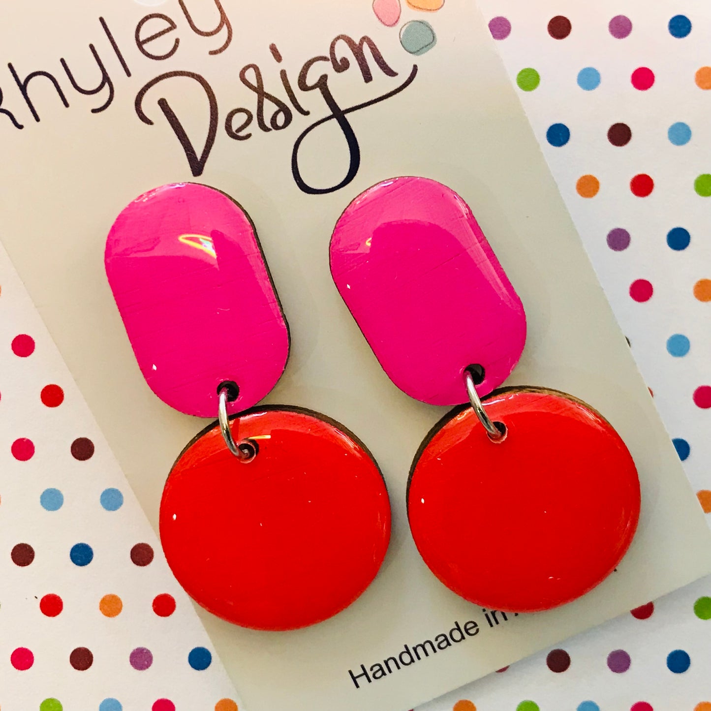 High Gloss Twin Drop Statement Earrings