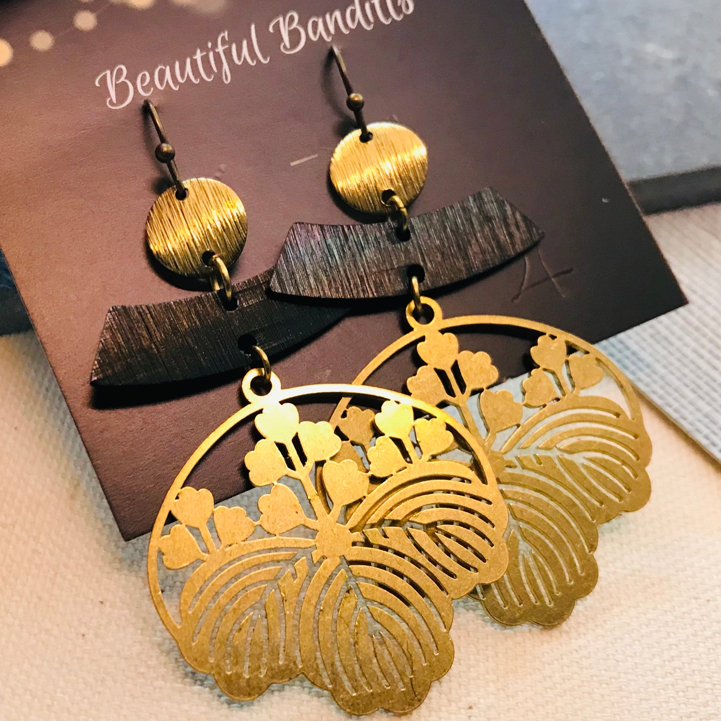 Mixed Metal and Resin Earrings - large