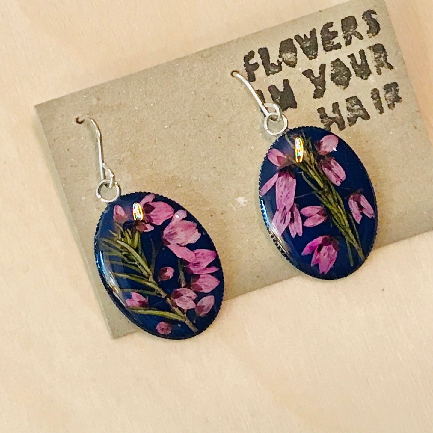 Australian flora Resin & Sterling Silver Earrings - large