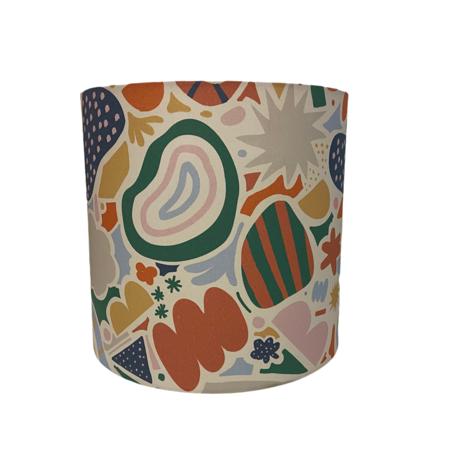 Colorful lampshade with abstract patterns on a beige background