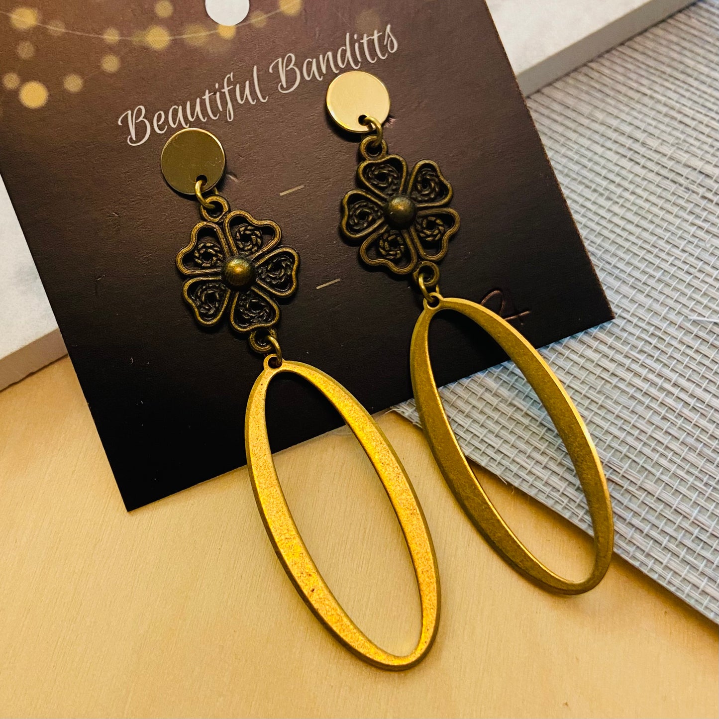 Mixed Metal and Resin Earrings - large