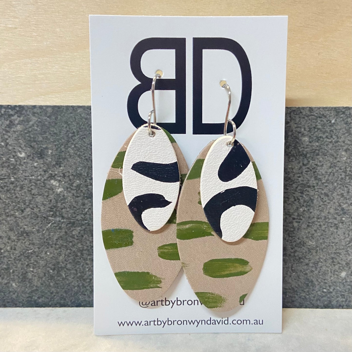 Hand painted leather earrings - The Orbi