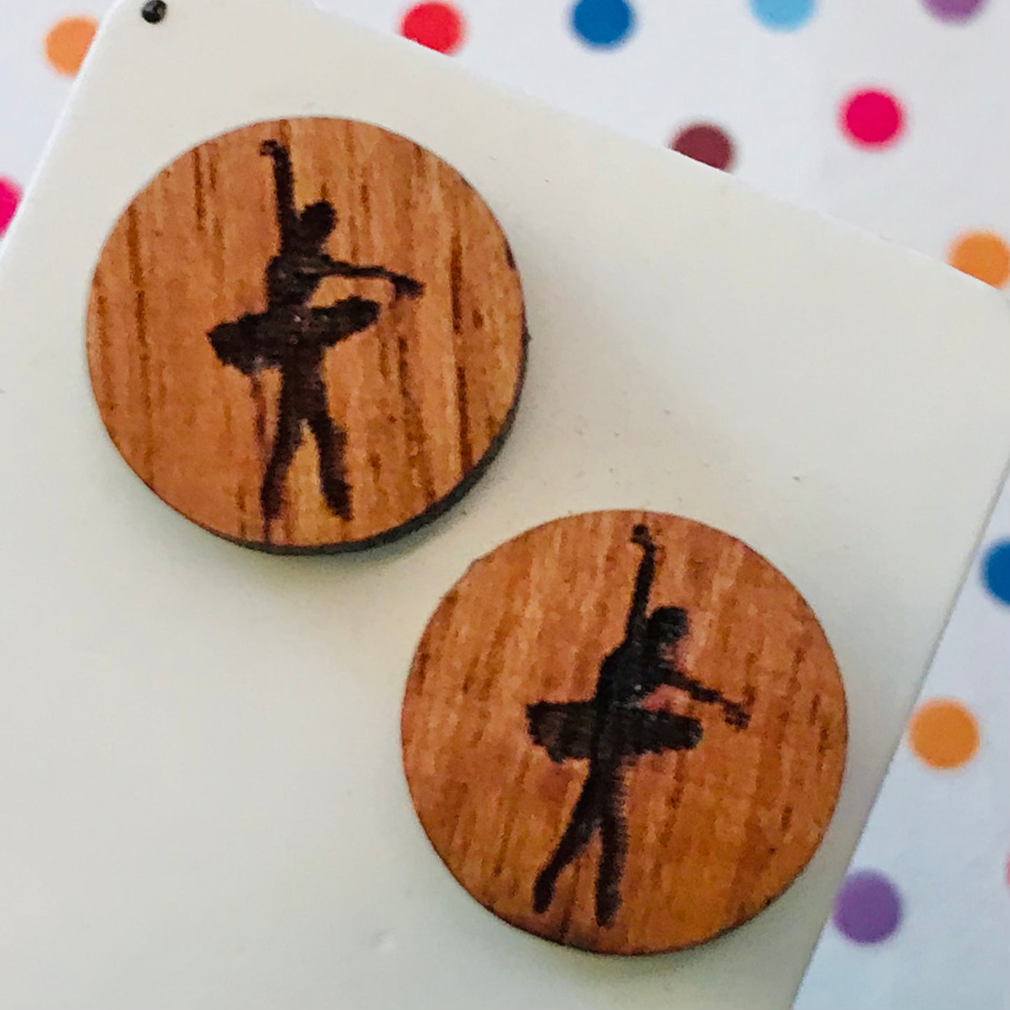 Novelty Studs Earrings - Graphic Wood