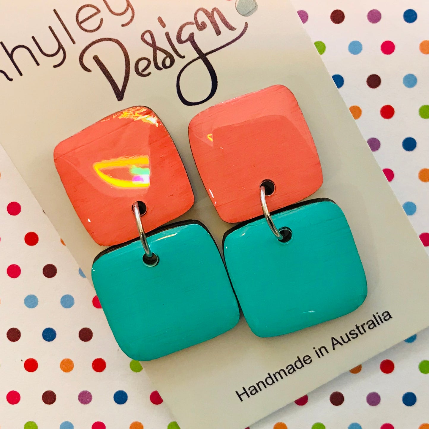 High Gloss Twin Cube Statement Earrings