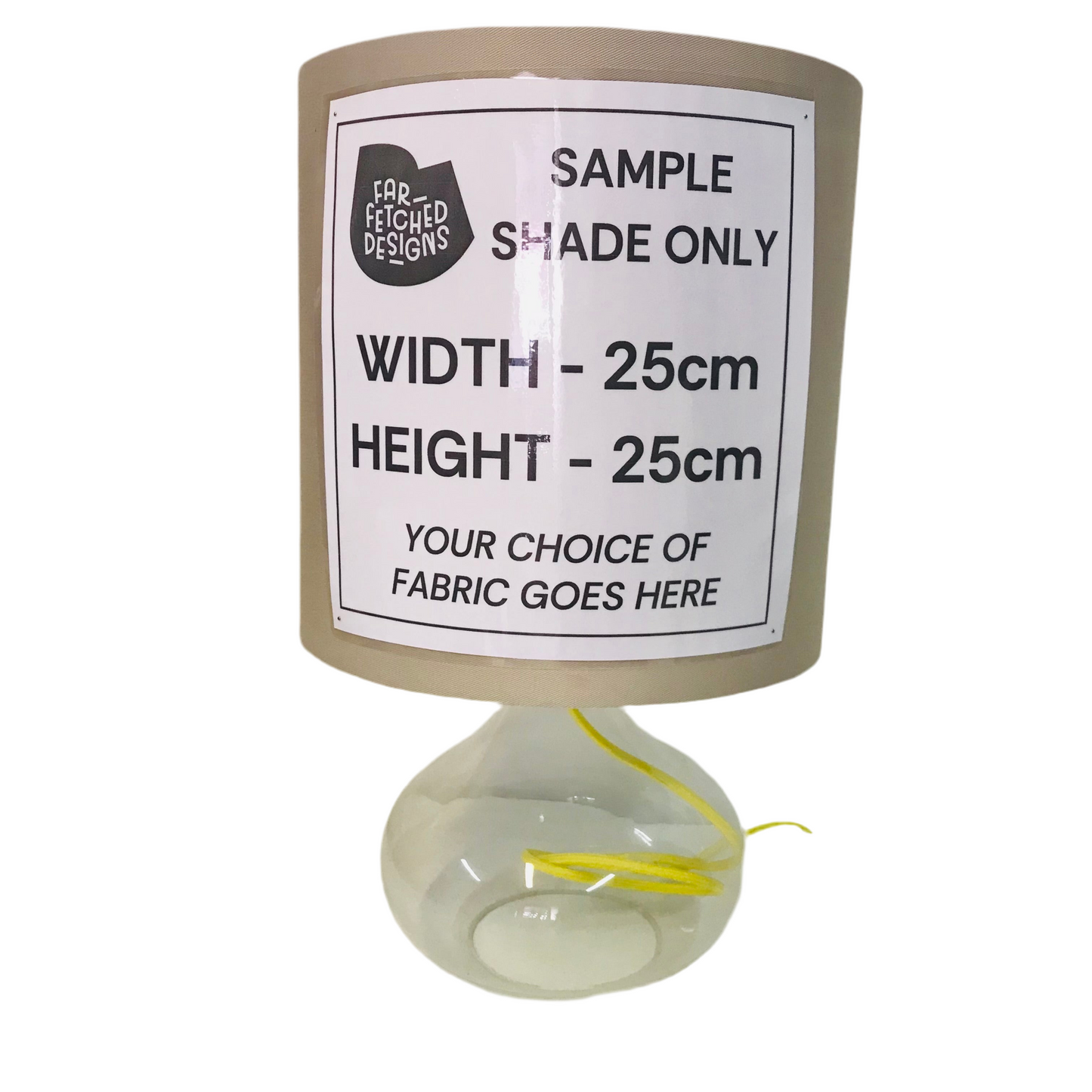 Lamp Base Only - Squat Glass Table Lamp with Yellow Cord