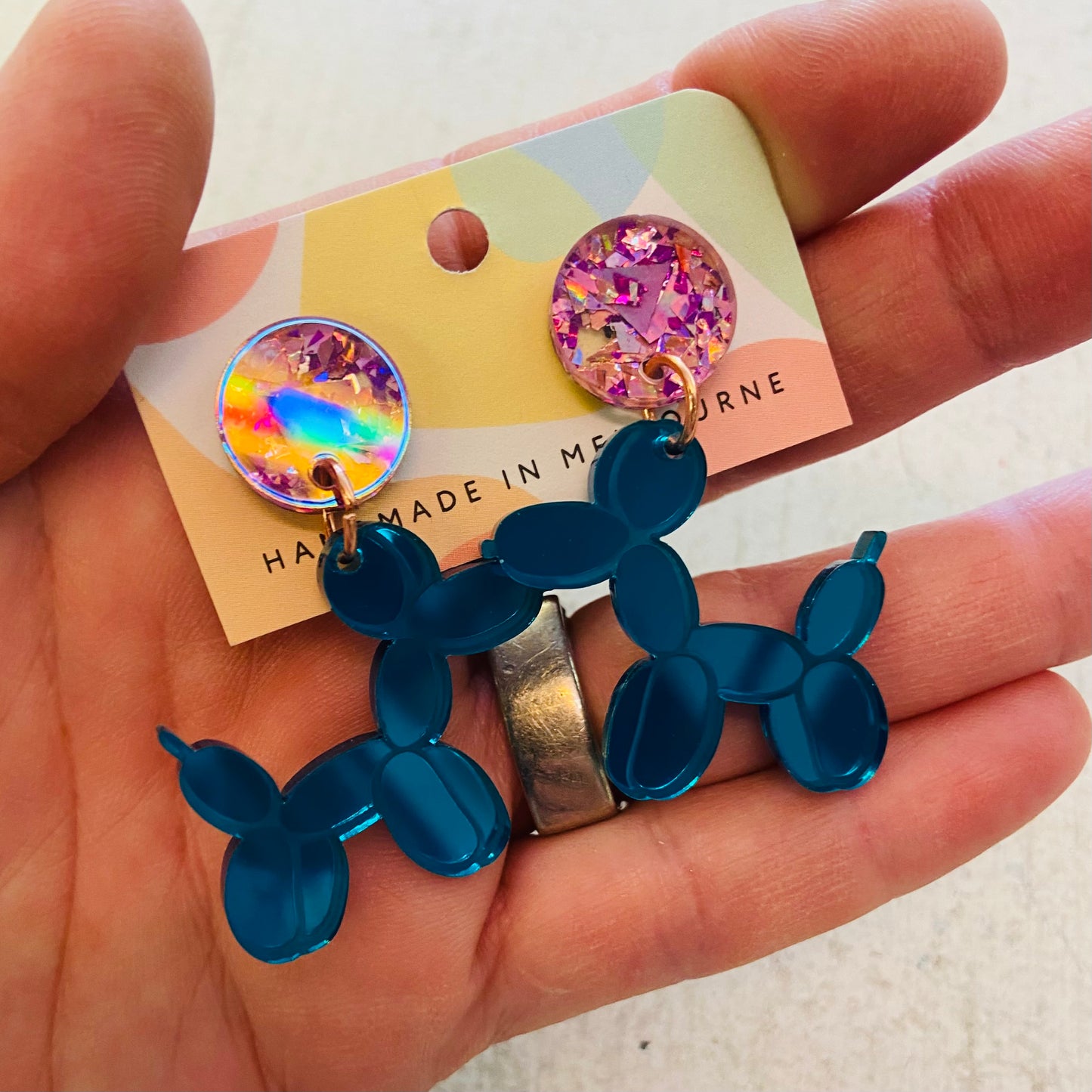 Novelty Acrylic Earrings - Balloon Dogs