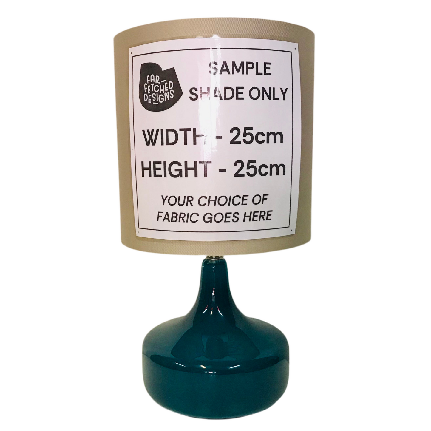 Lamp Base Only - Green Teal Glass Squat Table Lamp