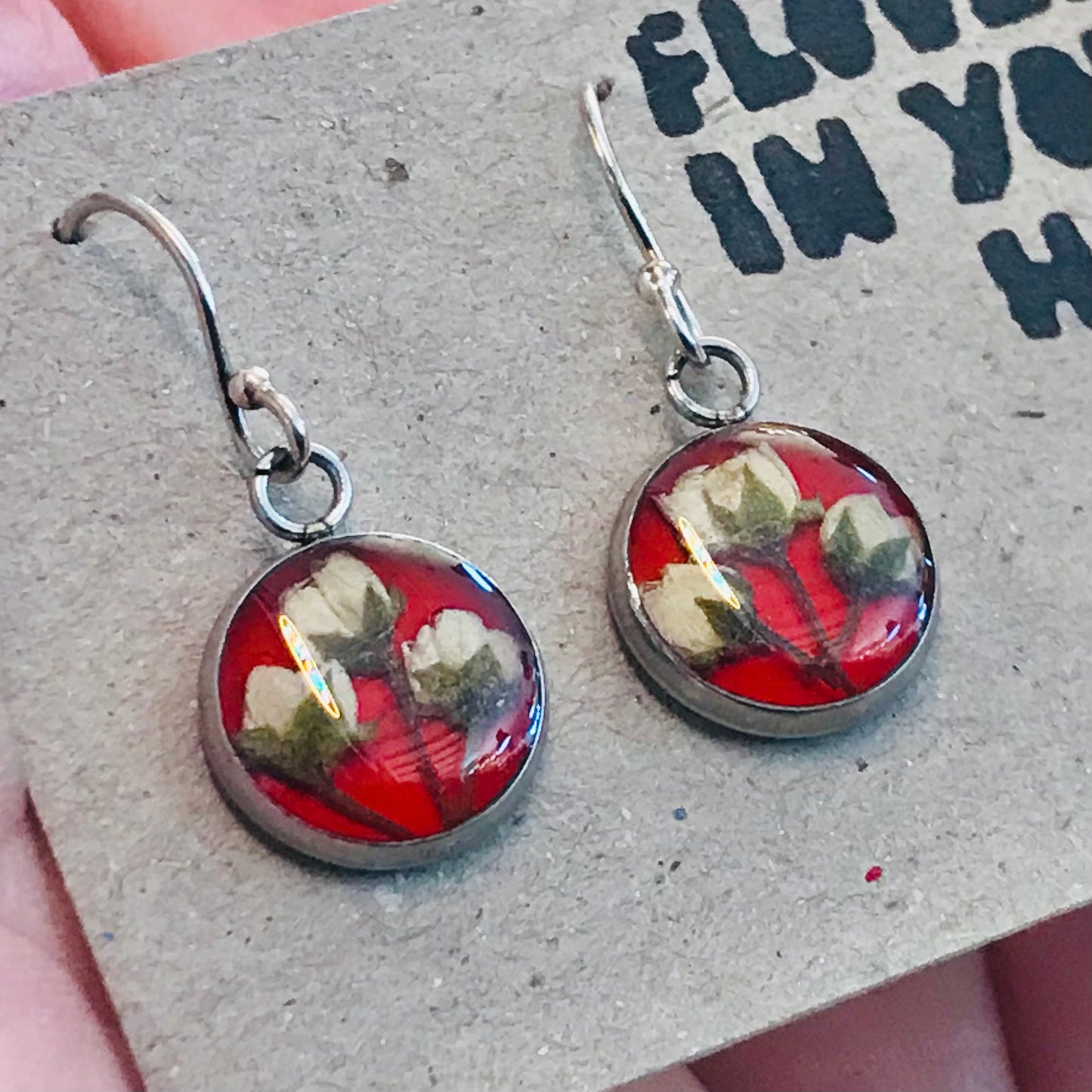 Australian flora Resin & Sterling Silver Earrings - small