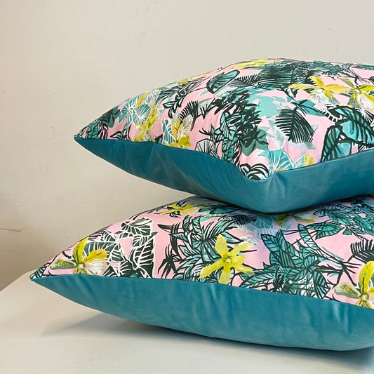 Cushion - TROPICAL ORCHIDS ON BLUSH