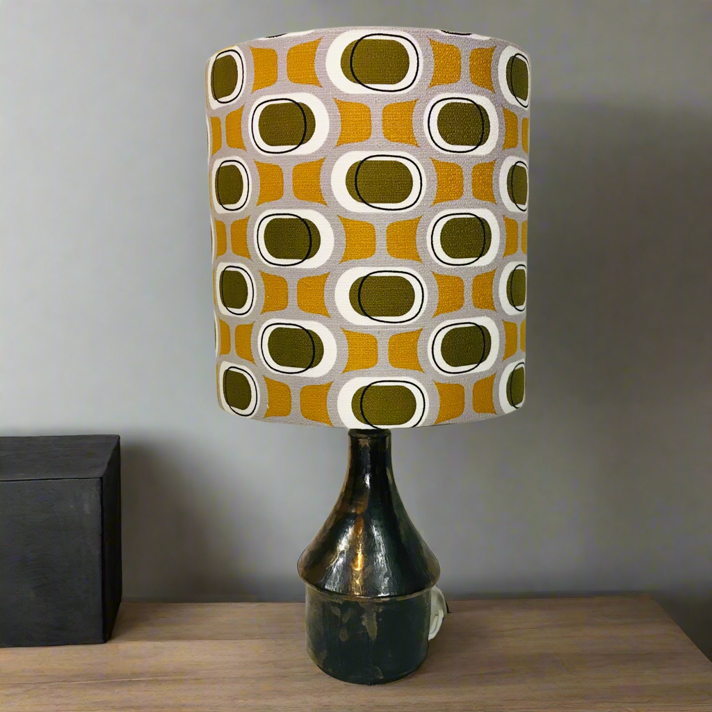 Custom Lamp Shade only - Barkcloth Orbs in Olive